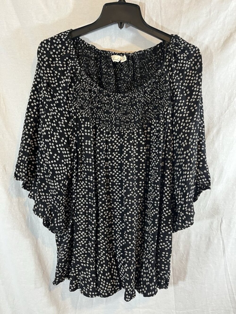 Caffe Marrakesh Women’s 3X Black & White Spotted Print Blouse